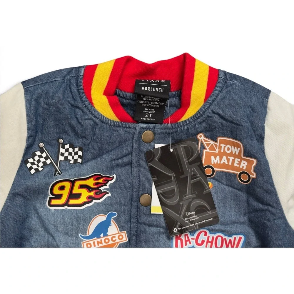 Disney Pixar Cars Toddler Bomber Jacket BoxLunch Exclusive Denim Varsity Size 2T